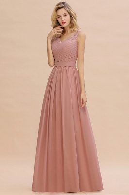 Beautiful V-neck Long Evening Dresses with soft Pleats | Sexy Sleeveless V-back Dusty Pink Womens Dress for Prom_13