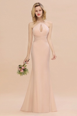 Halter Chiffon Mermaid Bridesmaid Dress Sleeveless Wedding Party Dress_4