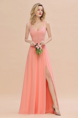 Sweetheart Aline Lace Party Dress Sleeveless Bridesmaid Dress with Side Slit_55