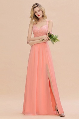Sweetheart Aline Lace Party Dress Sleeveless Bridesmaid Dress with Side Slit_54