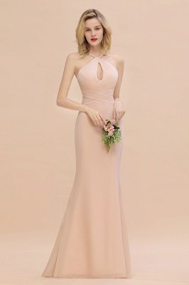 Halter Chiffon Mermaid Bridesmaid Dress Sleeveless Wedding Party Dress_5