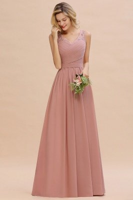 Beautiful V-neck Long Evening Dresses with soft Pleats | Sexy Sleeveless V-back Dusty Pink Womens Dress for Prom_11