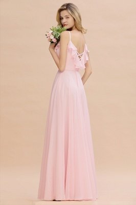 Elegantes Brautjungfer Kleid A-Linie | Rosa Brautjungfernkleider Herz Förmig_7