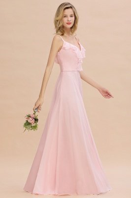 Elegantes Brautjungfer Kleid A-Linie | Rosa Brautjungfernkleider Herz Förmig_6