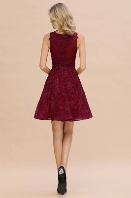 Prinzessin V-Ausschnitt knielangen Spitze applizierten Homecoming Kleider | Burgunder Kleid für die Heimkehr_9