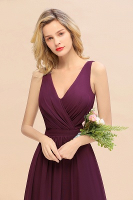 V-Neck A-line Evening Maxi Dress Sleeveless Chiffon Bridesmaid Dress_8
