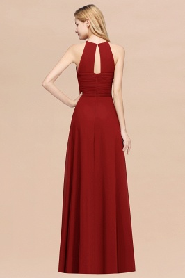 Rust halter chiffon floor length bridesmaid dress_2