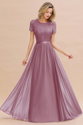 Retro Chiffon Lace Scoop Short-Sleeves Online Bridesmaid Dress_43