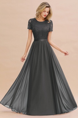 Retro Chiffon Lace Scoop Short-Sleeves Online Bridesmaid Dress_46