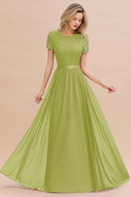 Retro Chiffon Lace Scoop Short-Sleeves Online Bridesmaid Dress_34