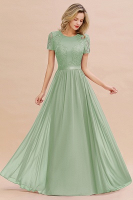 Retro Chiffon Lace Scoop Short-Sleeves Online Bridesmaid Dress_41