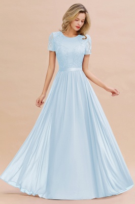 Retro Chiffon Lace Scoop Short-Sleeves Online Bridesmaid Dress_23