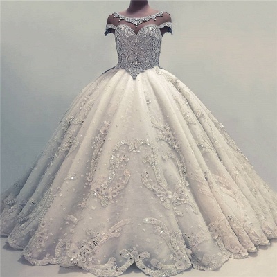 Роскошные бальные платья Свадебные платья | Блестящие кристаллы свадебные платья с цветами_4