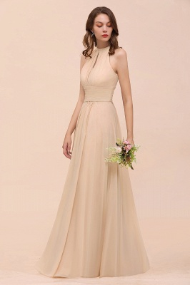 Halter Aline Soft Chiffon Bridesmaid Dress Long Wedding Party Dress_7