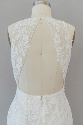 Hochgeschlossene Brautkleider im Meerjungfrau-Stil aus weißer Spitze_8