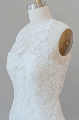 Hochgeschlossene Brautkleider im Meerjungfrau-Stil aus weißer Spitze_7