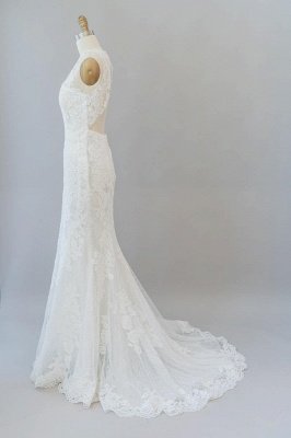 Hochgeschlossene Brautkleider im Meerjungfrau-Stil aus weißer Spitze_5