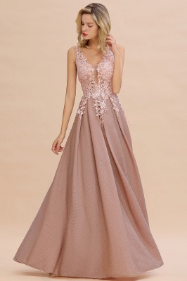 Rebacca | A-Line V-neck Floor-Length Tulle Sequined Prom Dresses_1