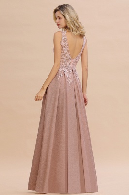 Rebacca | A-Line V-neck Floor-Length Tulle Sequined Prom Dresses_19