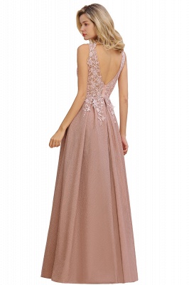 Rebacca | A-Line V-neck Floor-Length Tulle Sequined Prom Dresses_16