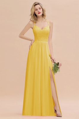 Sweetheart Aline Lace Party Dress Sleeveless Bridesmaid Dress with Side Slit_17