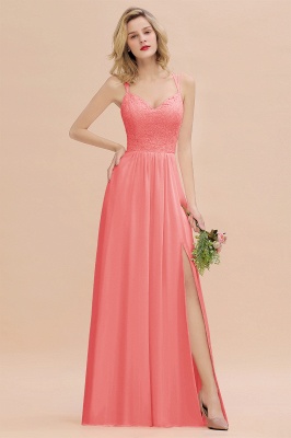 Sweetheart Aline Lace Party Dress Sleeveless Bridesmaid Dress with Side Slit_7