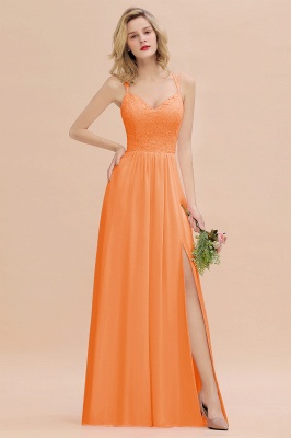 Sweetheart Aline Lace Party Dress Sleeveless Bridesmaid Dress with Side Slit_15