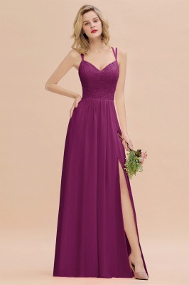 Sweetheart Aline Lace Party Dress Sleeveless Bridesmaid Dress with Side Slit_42