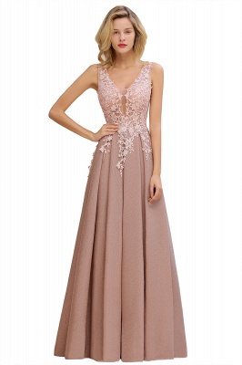 Rebacca | A-Line V-neck Floor-Length Tulle Sequined Prom Dresses_14