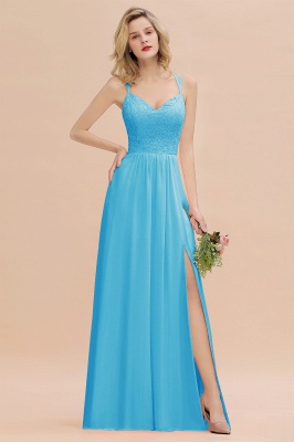 Sweetheart Aline Lace Party Dress Sleeveless Bridesmaid Dress with Side Slit_24