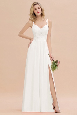 Sweetheart Aline Lace Party Dress Sleeveless Bridesmaid Dress with Side Slit_2