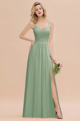 Sweetheart Aline Lace Party Dress Sleeveless Bridesmaid Dress with Side Slit_41