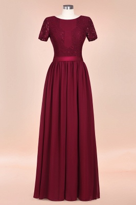 Retro Chiffon Lace Scoop Short-Sleeves Online Bridesmaid Dress_54