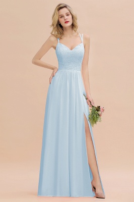 Sweetheart Aline Lace Party Dress Sleeveless Bridesmaid Dress with Side Slit_23