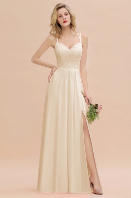 Sweetheart Aline Lace Party Dress Sleeveless Bridesmaid Dress with Side Slit_14