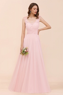 Romantic Sleeveless Lace Chiffon Wedding Guest Dress V-Neck Bridesmaid Dress_6
