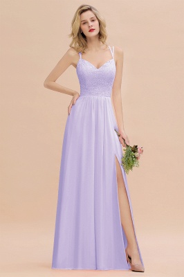 Sweetheart Aline Lace Party Dress Sleeveless Bridesmaid Dress with Side Slit_21