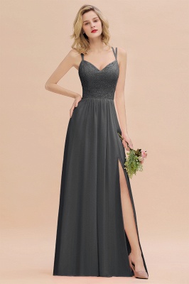 Sweetheart Aline Lace Party Dress Sleeveless Bridesmaid Dress with Side Slit_46