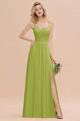Sweetheart Aline Lace Party Dress Sleeveless Bridesmaid Dress with Side Slit_34