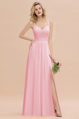 Sweetheart Aline Lace Party Dress Sleeveless Bridesmaid Dress with Side Slit_4