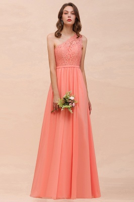 One Shoulder Floral Lace Aline Bridesmaid Dress with Side Slit_6