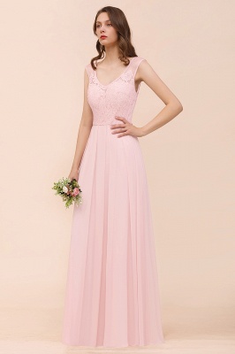 Romantic Sleeveless Lace Chiffon Wedding Guest Dress V-Neck Bridesmaid Dress_5