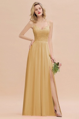 Sweetheart Aline Lace Party Dress Sleeveless Bridesmaid Dress with Side Slit_13