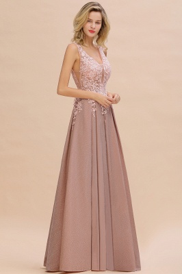 Rebacca | A-Line V-neck Floor-Length Tulle Sequined Prom Dresses_18
