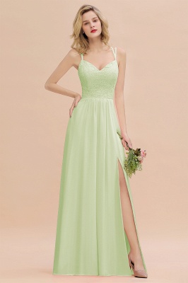 Sweetheart Aline Lace Party Dress Sleeveless Bridesmaid Dress with Side Slit_35