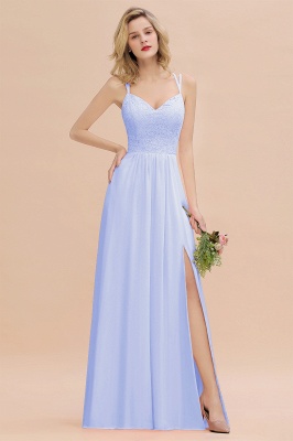 Sweetheart Aline Lace Party Dress Sleeveless Bridesmaid Dress with Side Slit_22