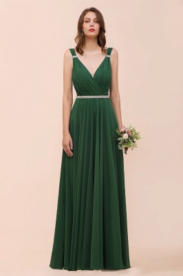 Sleeveless V-Neck Aline Bridesmaid Dress Long Banquet Dress_7
