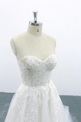 Vestidos de noiva princesa simples de tule branco com coração_7