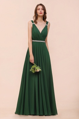 Sleeveless V-Neck Aline Bridesmaid Dress Long Banquet Dress_6