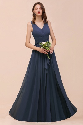 Шикарное платье трапециевидной формы без рукавов для подружки невесты, вечернее платье с V-образным вырезом и боковым разрезом_8